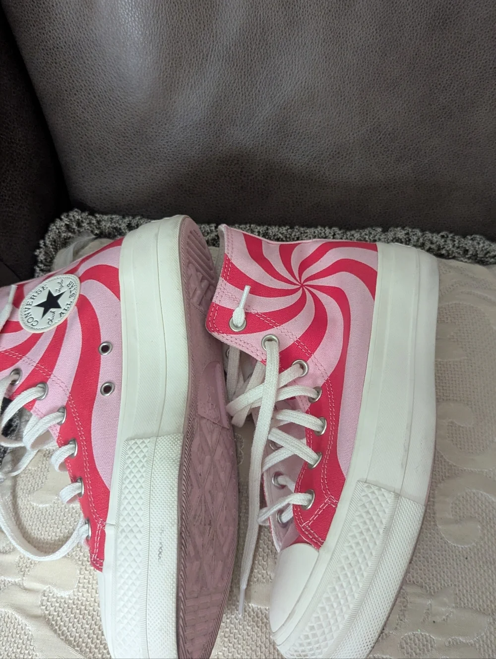 Converse Chuck Taylor Pink Swirl High Top Sneakers Lift Platform Women's Size 8 - Picture 5 of 7